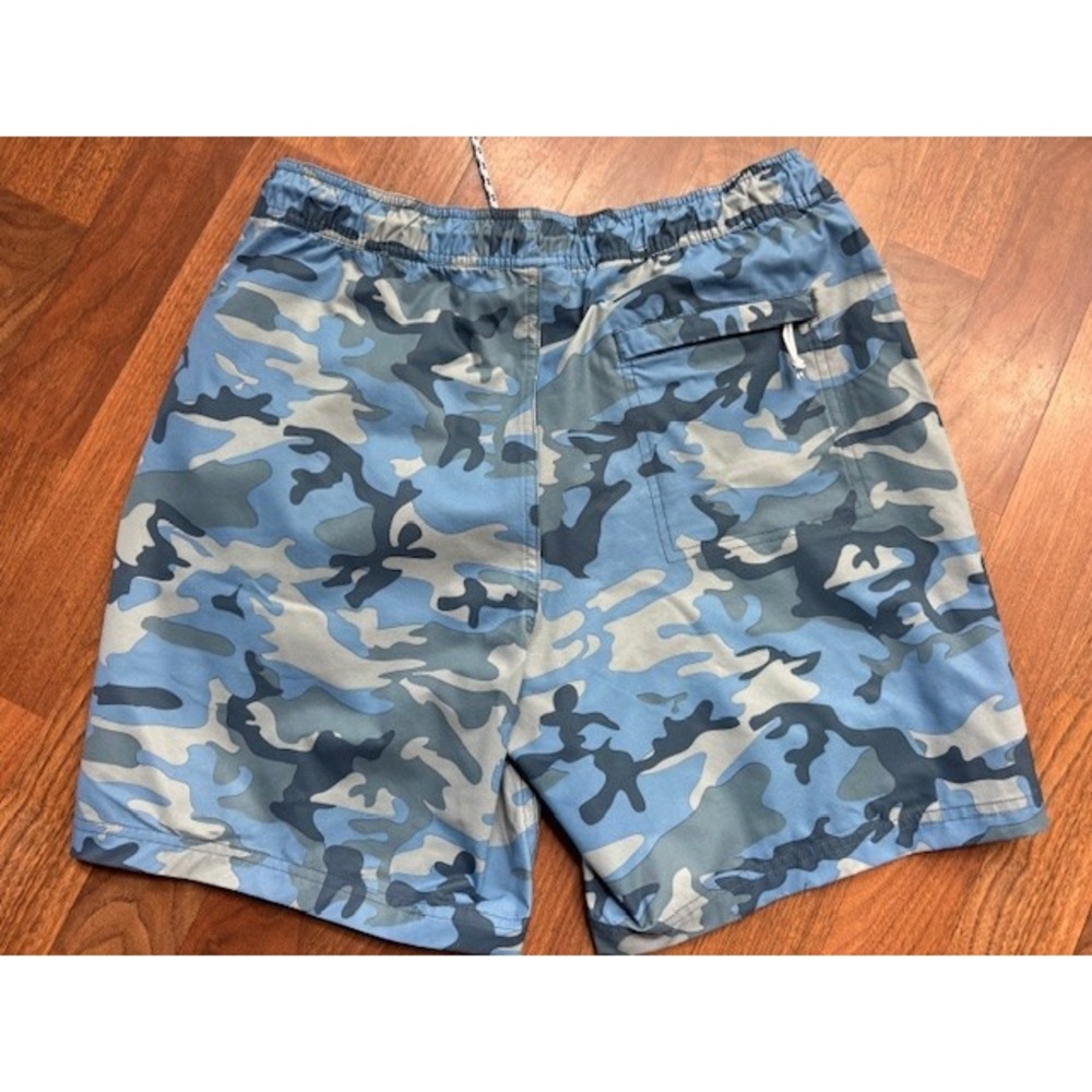 LL Bean Mens Mesh Brief Liner Blue Camo Camouflage Sport Swim Trunks MED - Picture 4 of 9